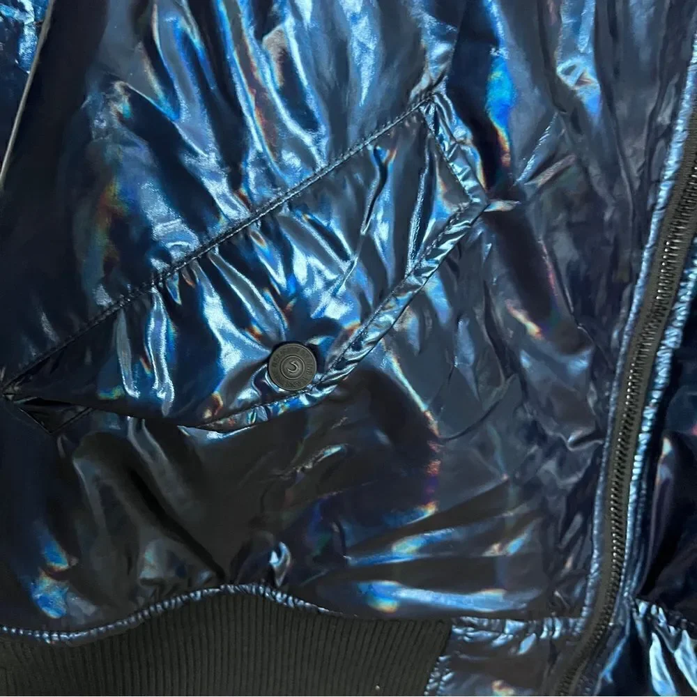 TRUE RELIGION Men's Navy Iridescent Fashion Bomber Jacket Size XL.
